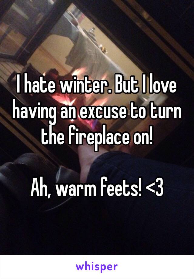 I hate winter. But I love having an excuse to turn the fireplace on!

Ah, warm feets! <3