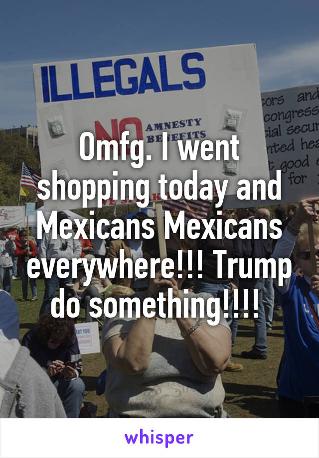 Omfg. I went shopping today and Mexicans Mexicans everywhere!!! Trump do something!!!! 