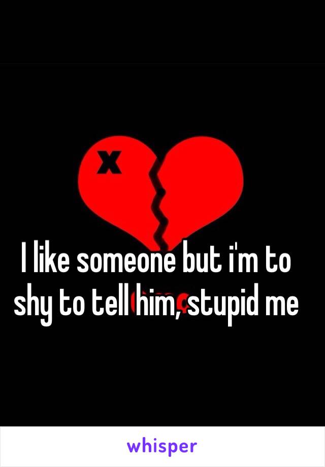I like someone but i'm to shy to tell him, stupid me 