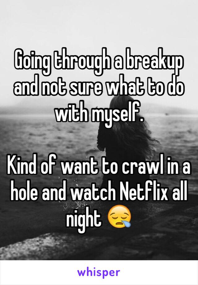 Going through a breakup and not sure what to do with myself. 

Kind of want to crawl in a hole and watch Netflix all night 😪
