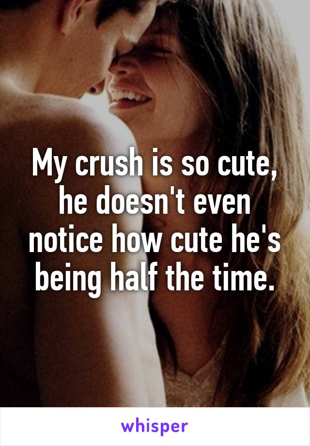 My crush is so cute, he doesn't even notice how cute he's being half the time.