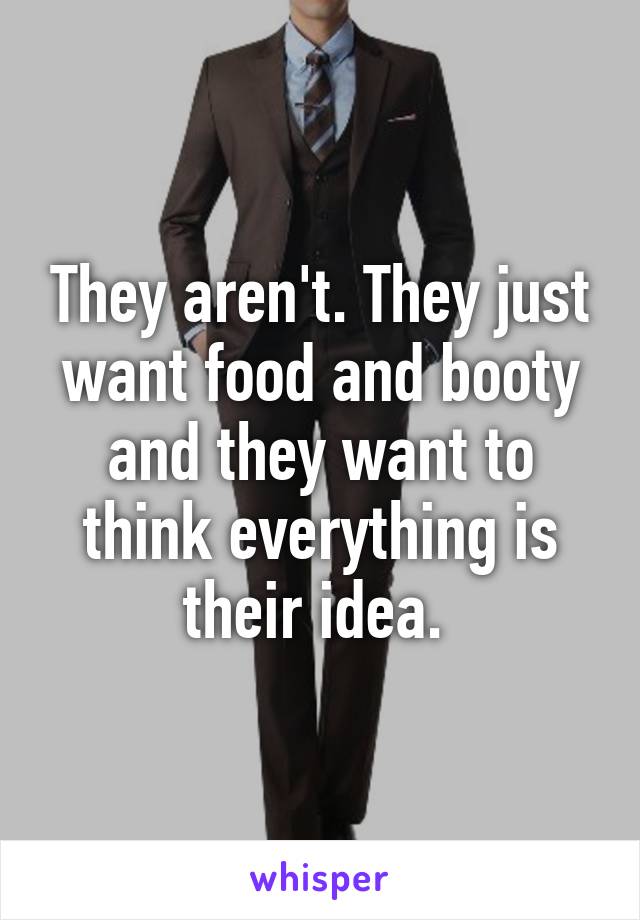 They aren't. They just want food and booty and they want to think everything is their idea. 