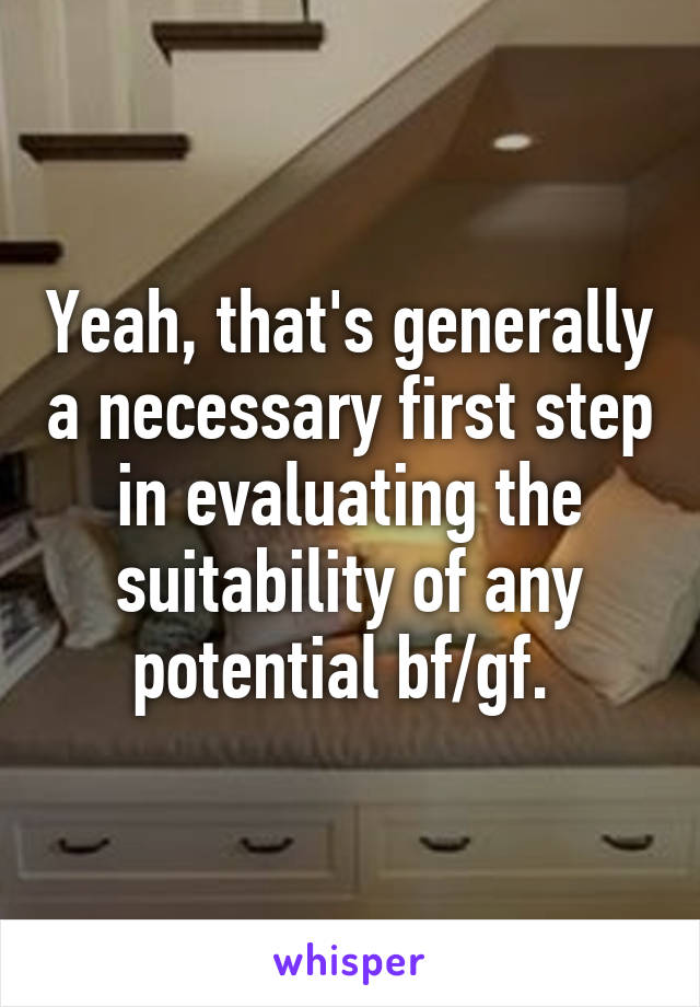 Yeah, that's generally a necessary first step in evaluating the suitability of any potential bf/gf. 