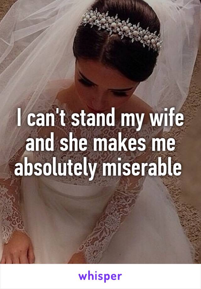 I can't stand my wife and she makes me absolutely miserable 