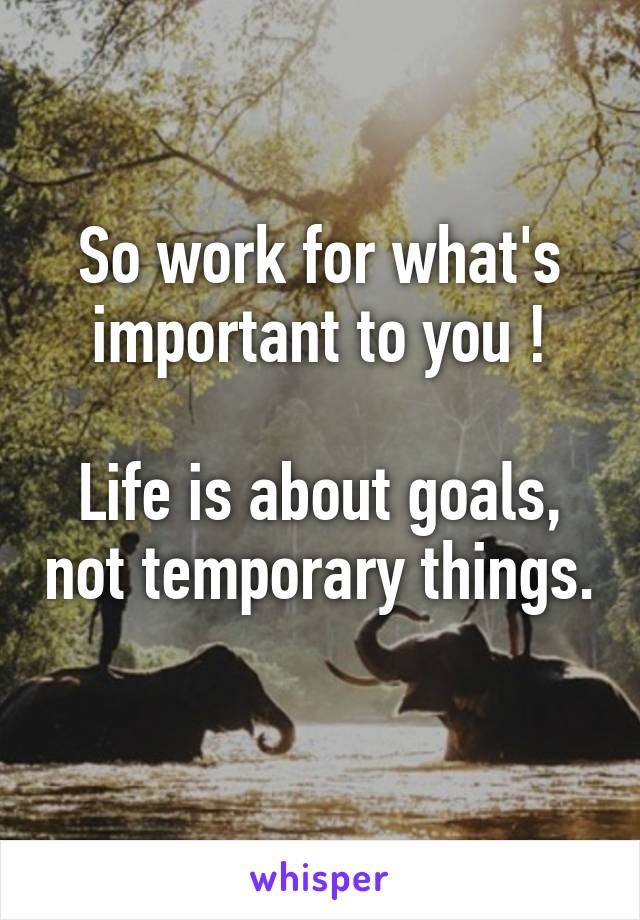 So work for what's important to you !

Life is about goals, not temporary things. 