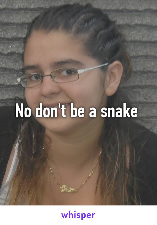 No don't be a snake 