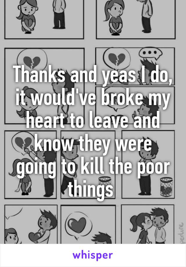 Thanks and yeas I do, it would've broke my heart to leave and know they were going to kill the poor things 