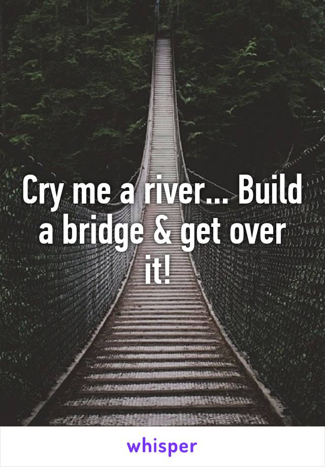 Cry me a river... Build a bridge & get over it! 