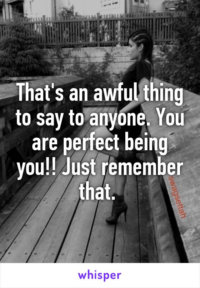 That's an awful thing to say to anyone. You are perfect being you!! Just remember that. 