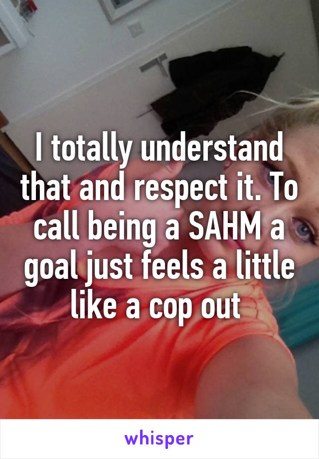 I totally understand that and respect it. To call being a SAHM a goal just feels a little like a cop out 