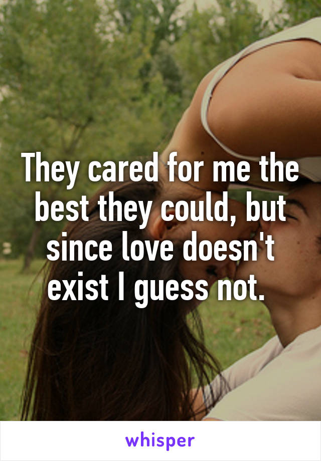 They cared for me the best they could, but since love doesn't exist I guess not. 