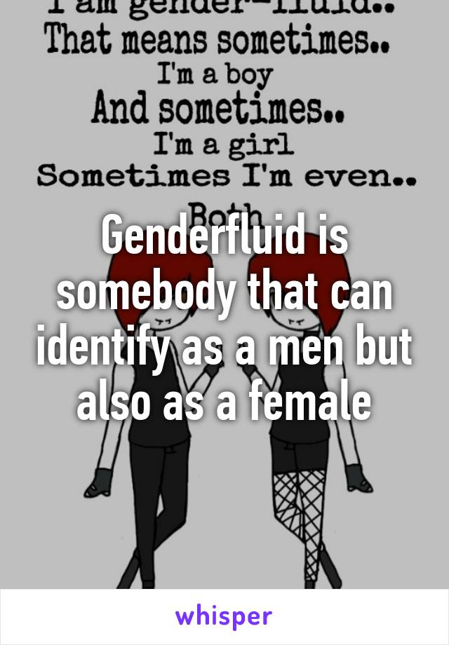 Genderfluid is somebody that can identify as a men but also as a female