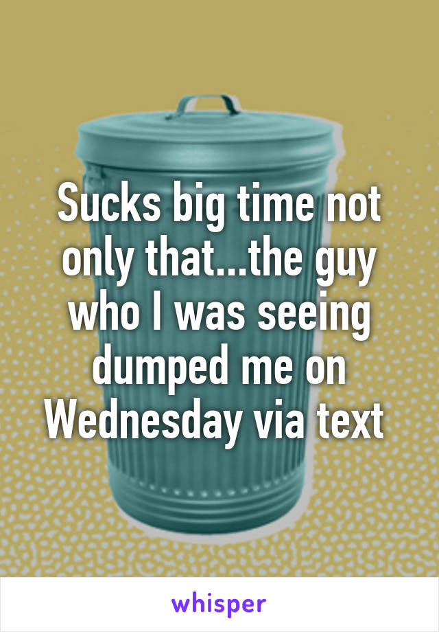 Sucks big time not only that...the guy who I was seeing dumped me on Wednesday via text 