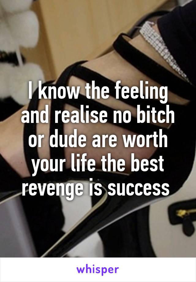 I know the feeling and realise no bitch or dude are worth your life the best revenge is success 