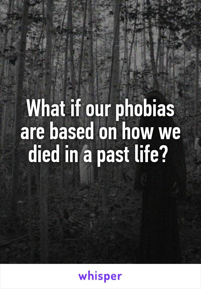 What if our phobias are based on how we died in a past life? 
