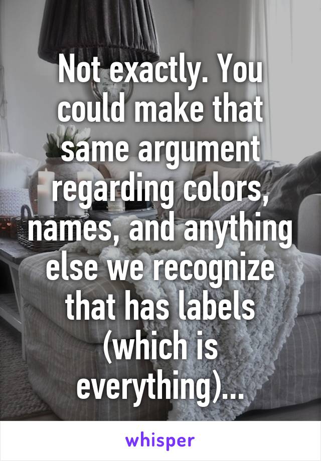 Not exactly. You could make that same argument regarding colors, names, and anything else we recognize that has labels (which is everything)...