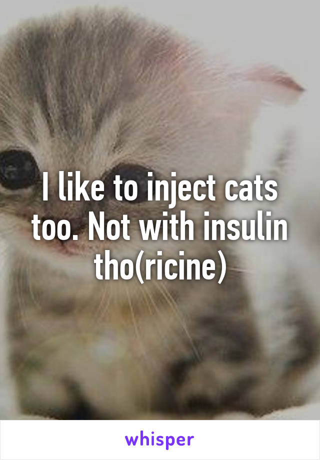 I like to inject cats too. Not with insulin tho(ricine)