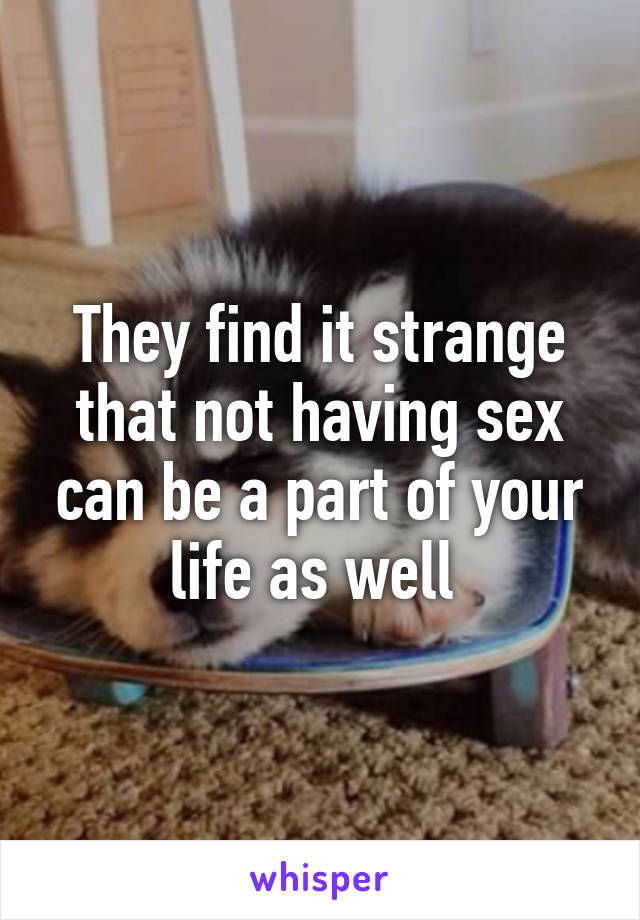 They find it strange that not having sex can be a part of your life as well 