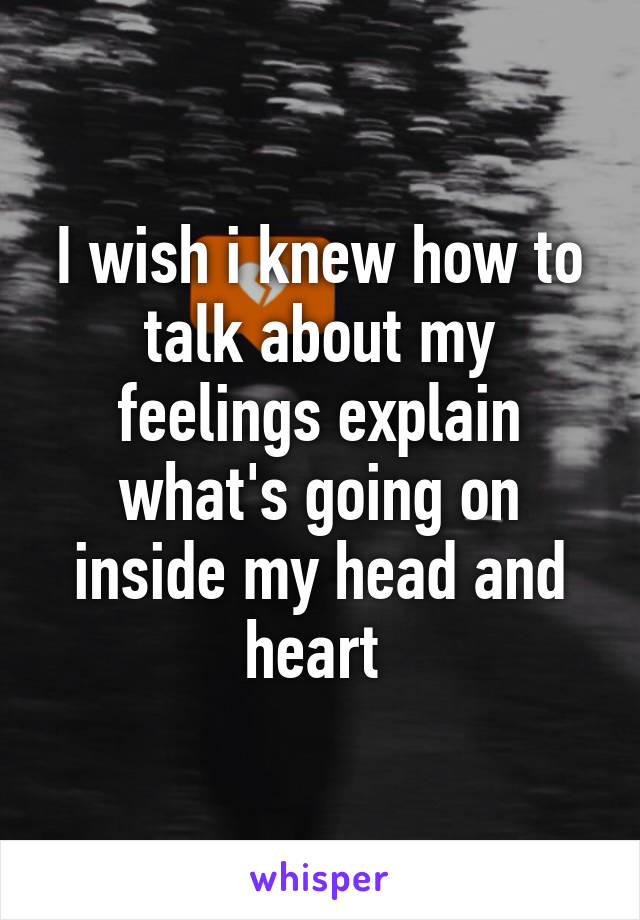 I wish i knew how to talk about my feelings explain what's going on inside my head and heart 