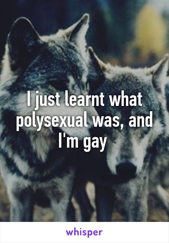 I just learnt what polysexual was, and I'm gay 