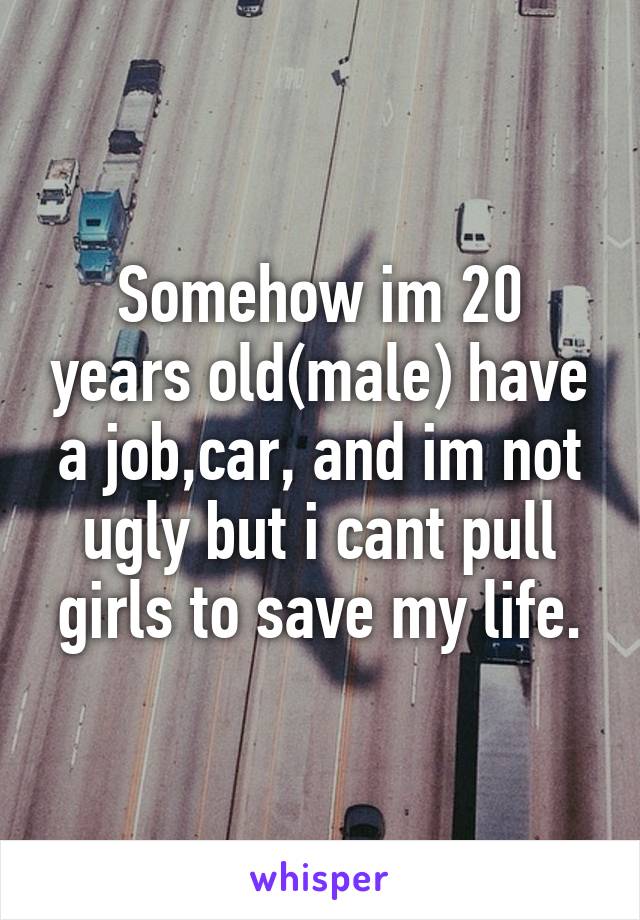 Somehow im 20 years old(male) have a job,car, and im not ugly but i cant pull girls to save my life.