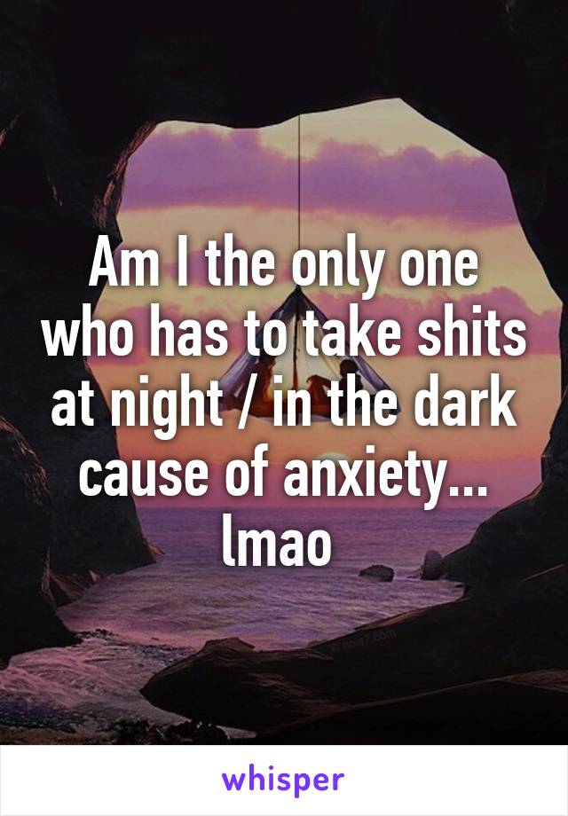 Am I the only one who has to take shits at night / in the dark cause of anxiety... lmao 