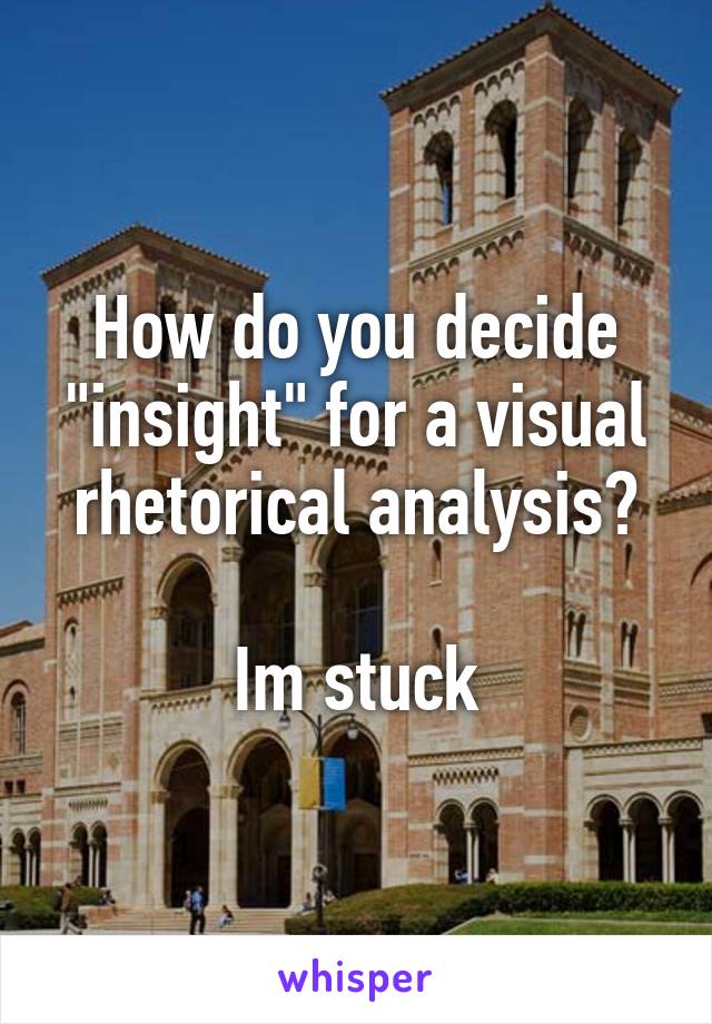 How do you decide "insight" for a visual rhetorical analysis?

Im stuck