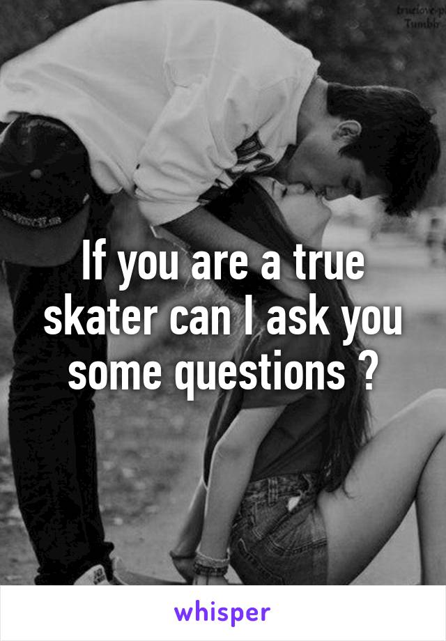 If you are a true skater can I ask you some questions ?