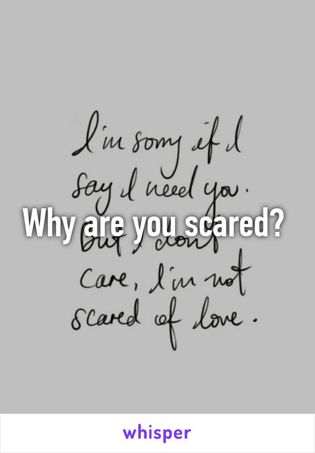 Why are you scared? 