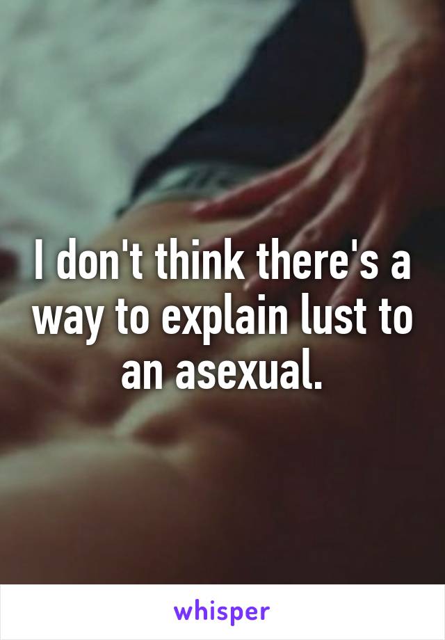 I don't think there's a way to explain lust to an asexual.