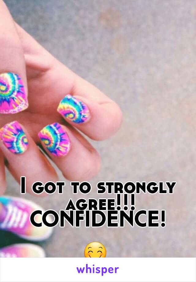 I got to strongly agree!!!
CONFIDENCE!

😊 