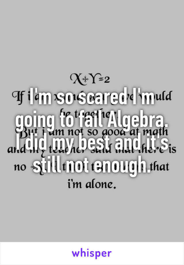 I'm so scared I'm going to fail Algebra. I did my best and it's still not enough.