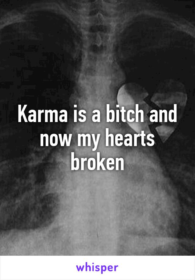 Karma is a bitch and now my hearts broken