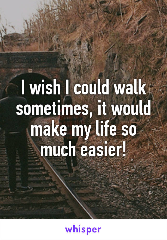 I wish I could walk sometimes, it would make my life so much easier!