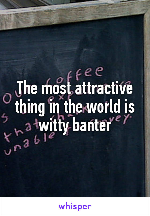 The most attractive thing in the world is witty banter