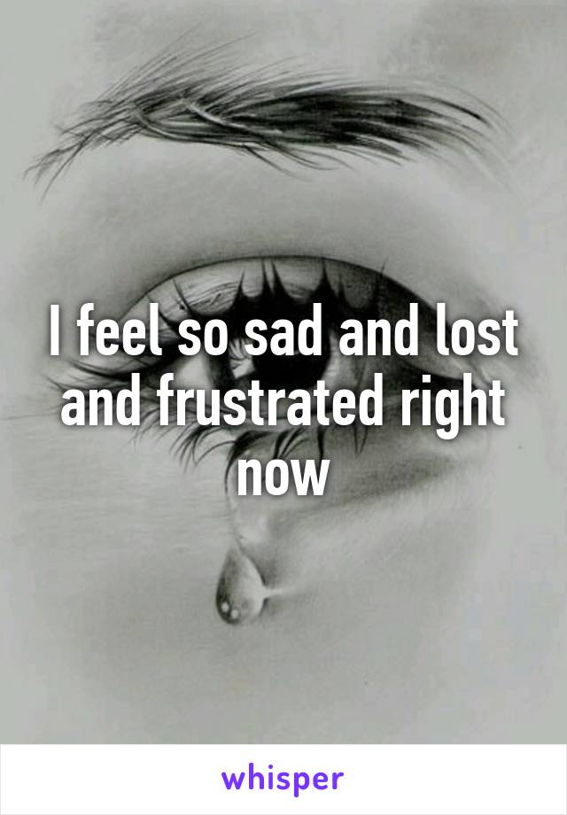 I feel so sad and lost and frustrated right now