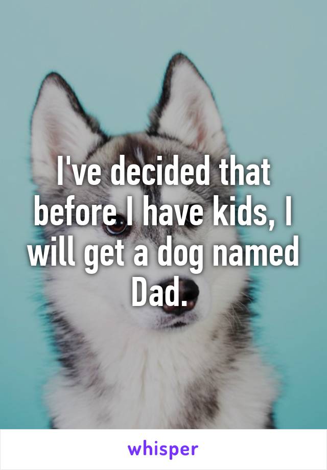 I've decided that before I have kids, I will get a dog named Dad. 