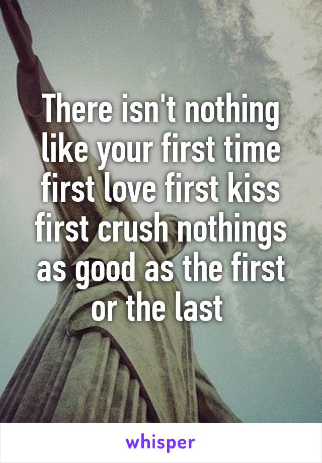 There isn't nothing like your first time first love first kiss first crush nothings as good as the first or the last 
