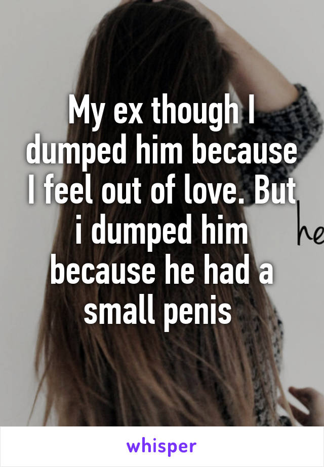 My ex though I dumped him because I feel out of love. But i dumped him because he had a small penis 
