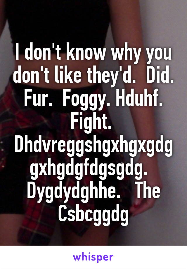 I don't know why you don't like they'd.  Did.  Fur.  Foggy. Hduhf.  Fight.  Dhdvreggshgxhgxgdggxhgdgfdgsgdg.   Dygdydghhe.   The
Csbcggdg