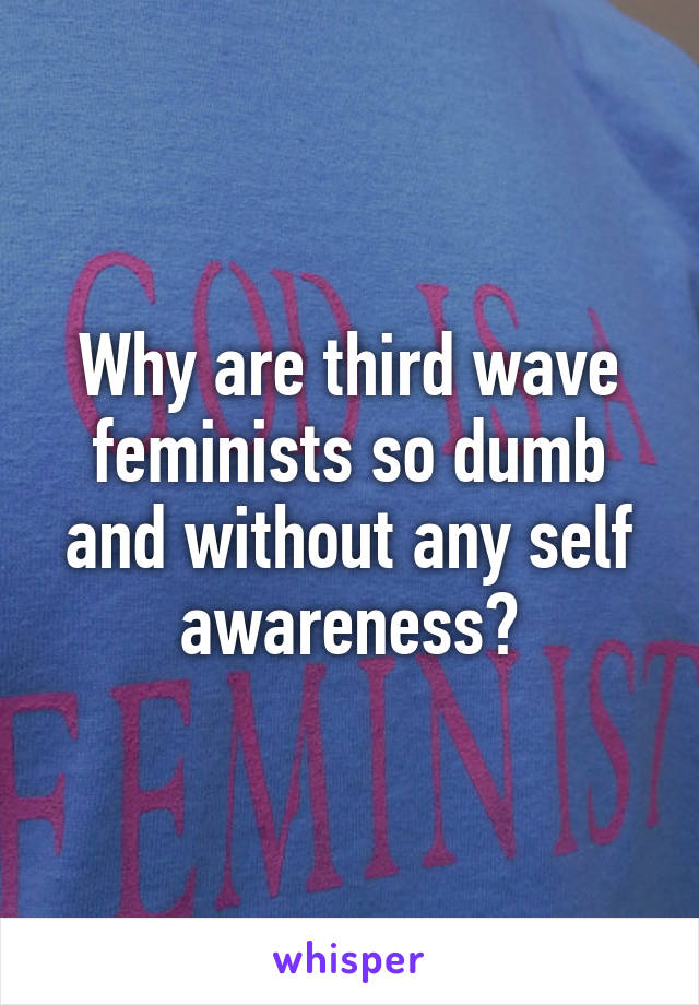 Why are third wave feminists so dumb and without any self awareness?