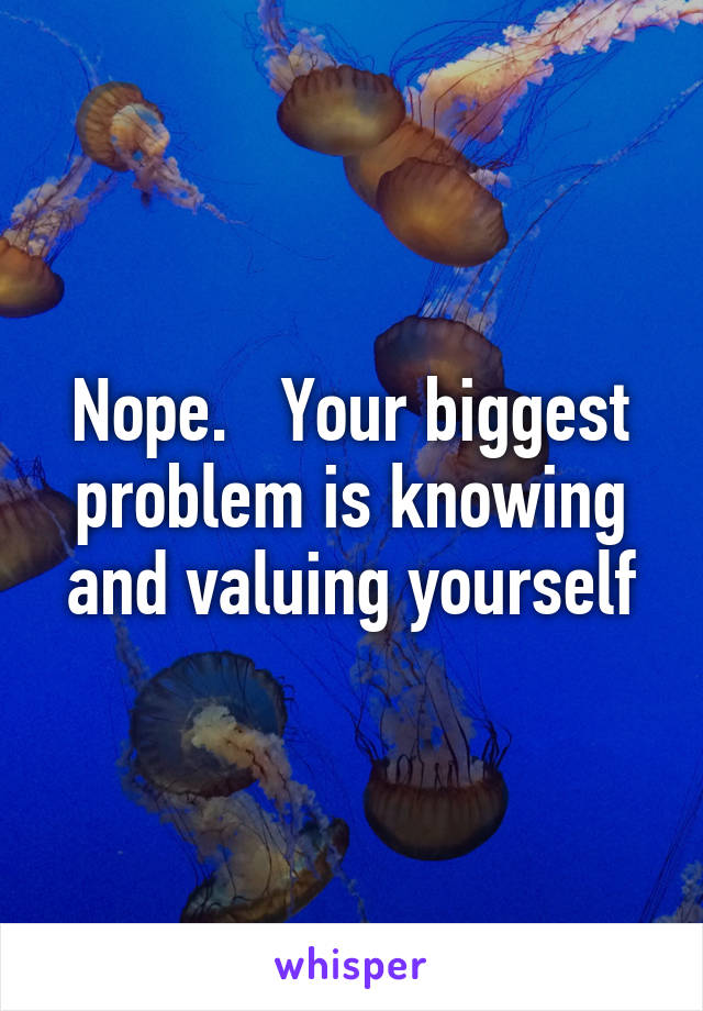 Nope.   Your biggest problem is knowing and valuing yourself