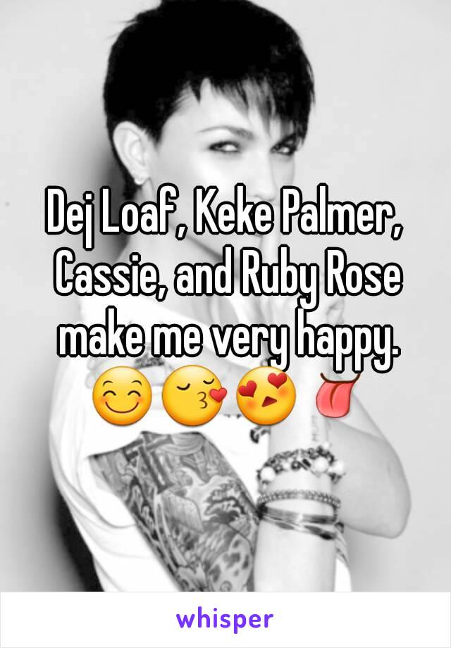 Dej Loaf, Keke Palmer, Cassie, and Ruby Rose make me very happy. 😊😚😍👅