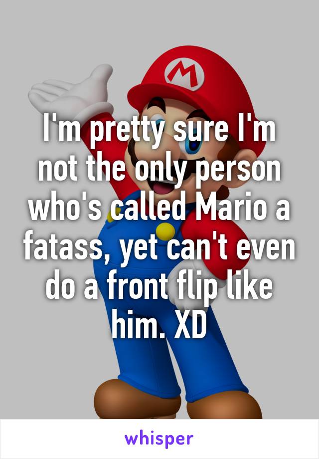 I'm pretty sure I'm not the only person who's called Mario a fatass, yet can't even do a front flip like him. XD