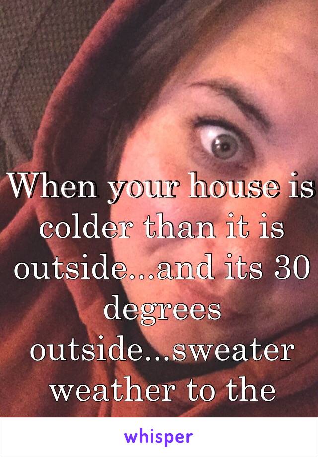 When your house is colder than it is outside...and its 30 degrees outside...sweater weather to the extreme 