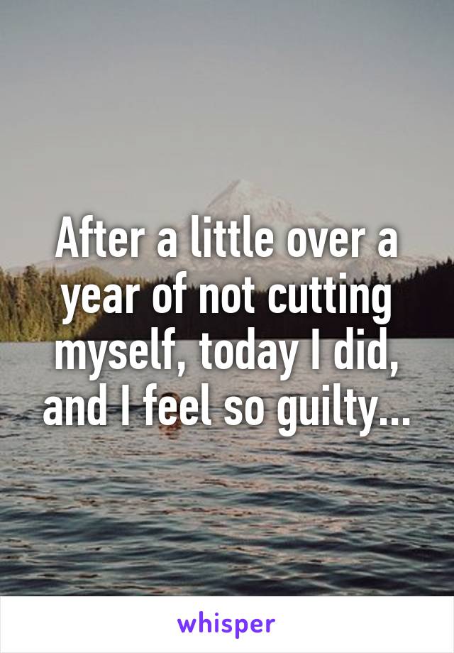 After a little over a year of not cutting myself, today I did, and I feel so guilty...