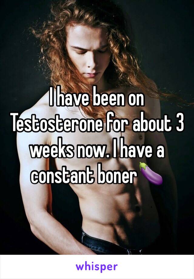 I have been on Testosterone for about 3 weeks now. I have a constant boner🍆