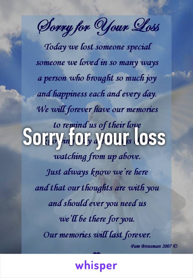 Sorry for your loss 