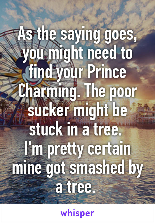 As the saying goes, you might need to find your Prince Charming. The poor sucker might be stuck in a tree. 
I'm pretty certain mine got smashed by a tree. 