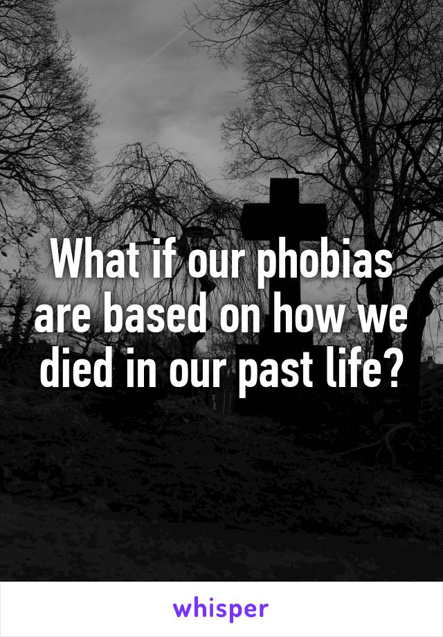 What if our phobias are based on how we died in our past life?